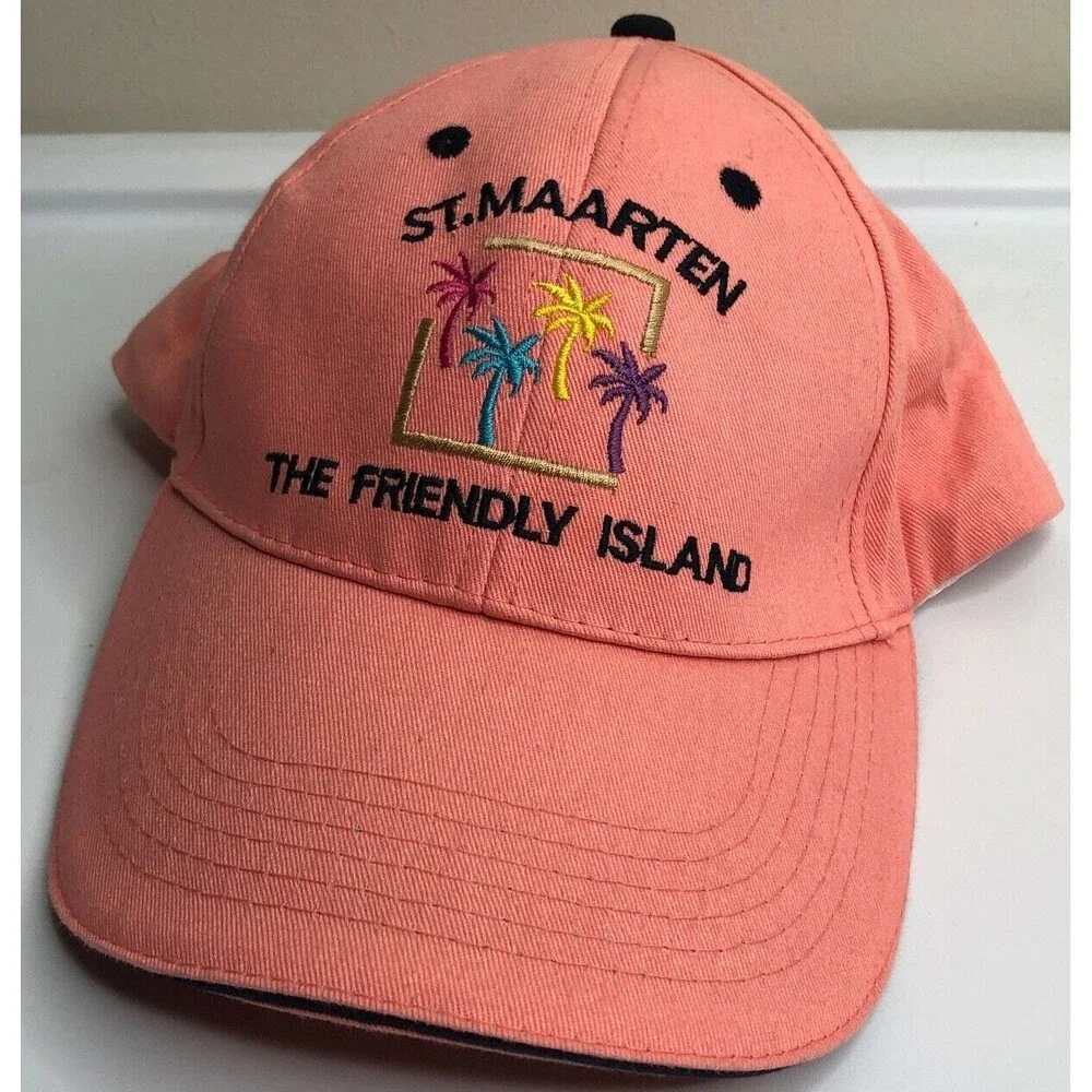 Florida Hat Women Pink Adjustable Strap Baseball Cap Island Palm Tree St Maarten